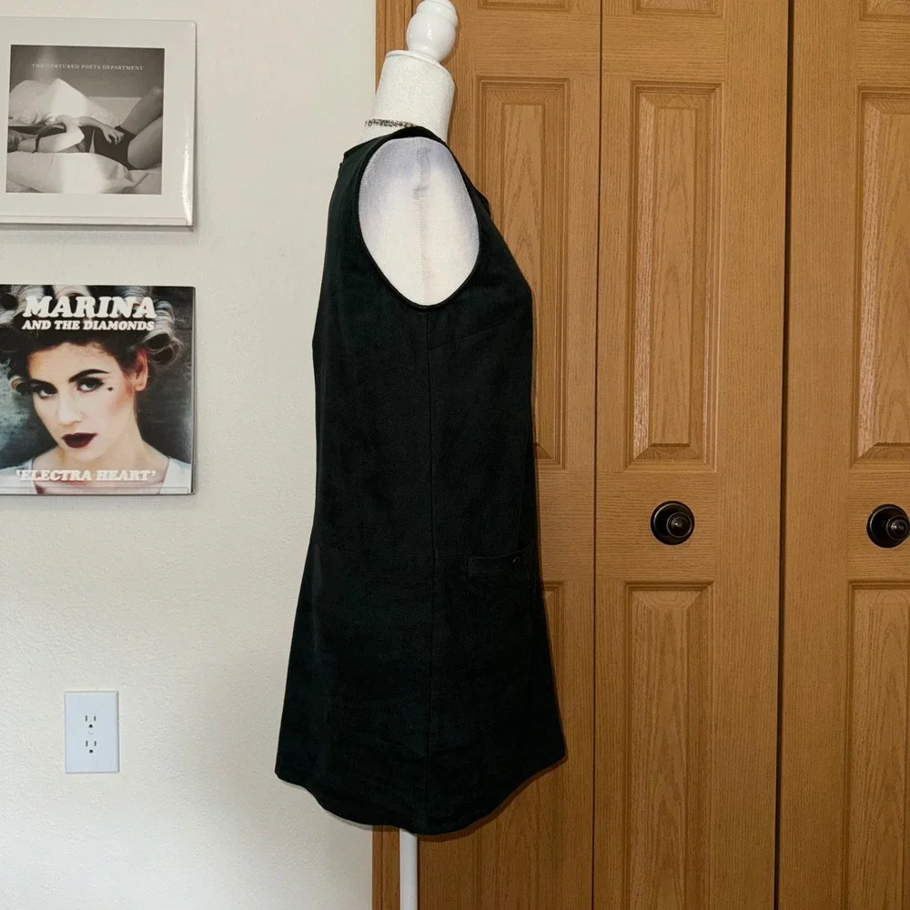 Forgiveness Green Faux Suede Sleeveless Pocket Shift Dress Size Medium Boho Twee